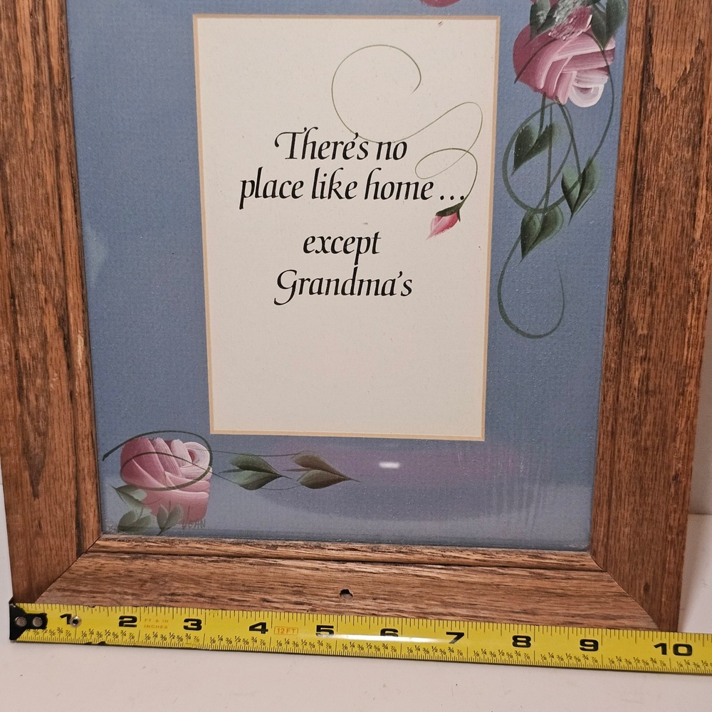 Vintage Framed Art There's No Place Like Home Except Grandma's Floral Painted‎ - Picture 3 of 6